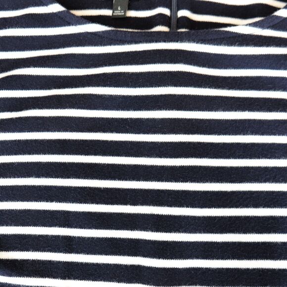 Talbots Sleeveless 100% Cotton Striped Black & White Pockets Dress Sz L - Picture 5 of 14